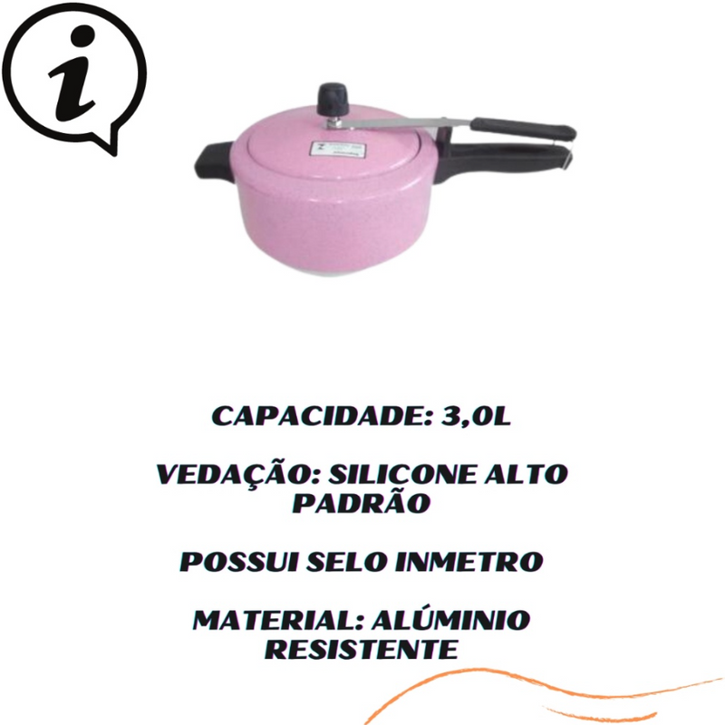 Panela de Pressão em Alumínio Rosa Fosco 3,0L