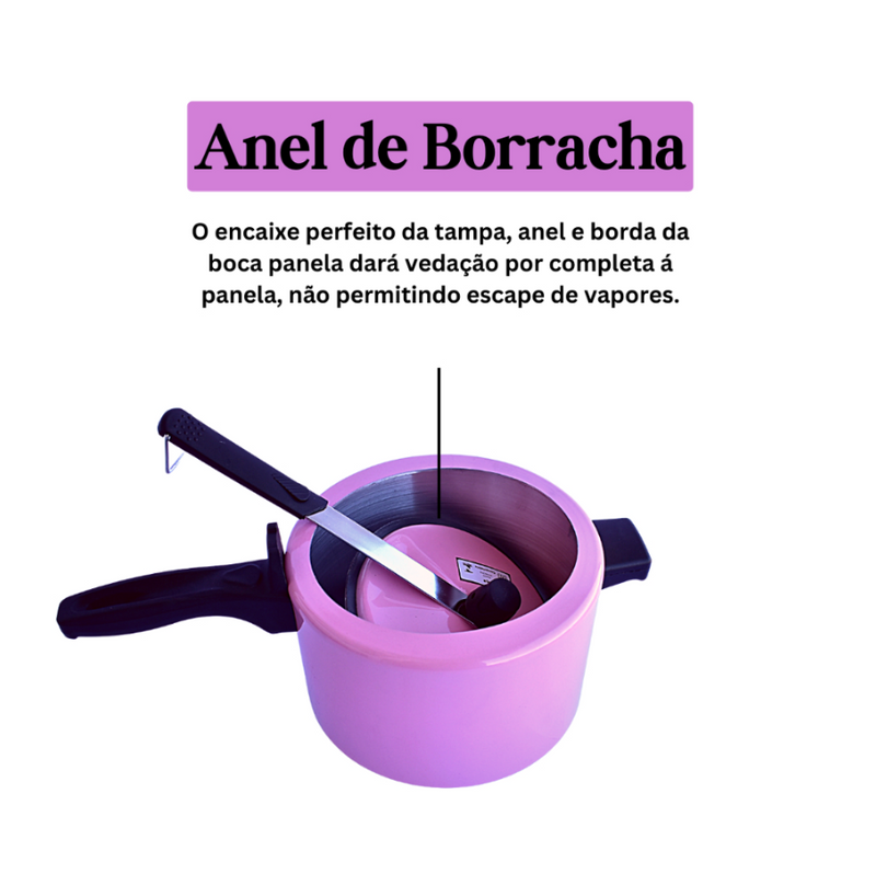 Panela de Pressão em Alumínio Rosa Fosco 4,5L