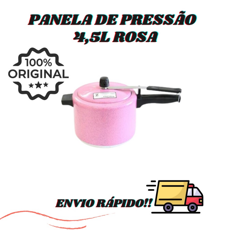 Panela de Pressão em Alumínio Rosa Fosco 4,5L